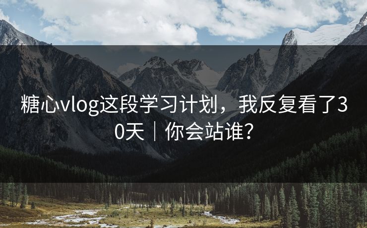 糖心vlog这段学习计划，我反复看了30天｜你会站谁？