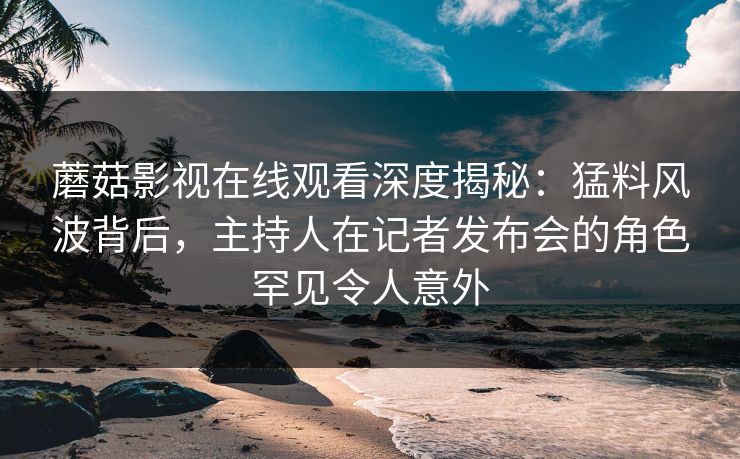 蘑菇影视在线观看深度揭秘：猛料风波背后，主持人在记者发布会的角色罕见令人意外