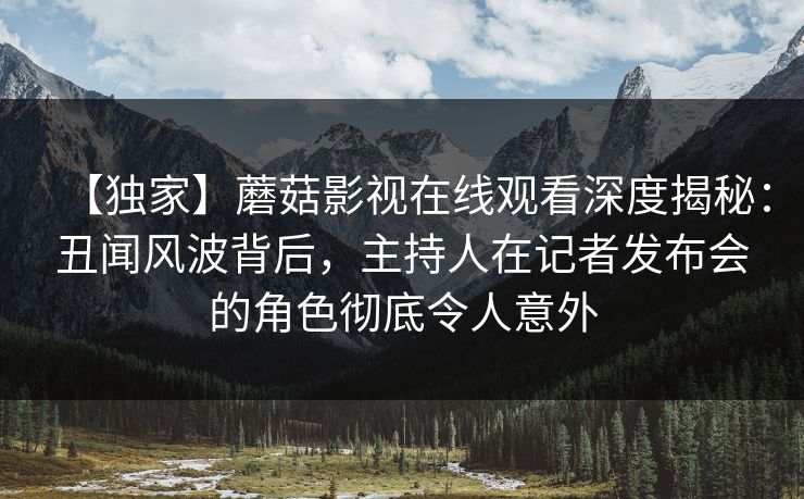 【独家】蘑菇影视在线观看深度揭秘：丑闻风波背后，主持人在记者发布会的角色彻底令人意外